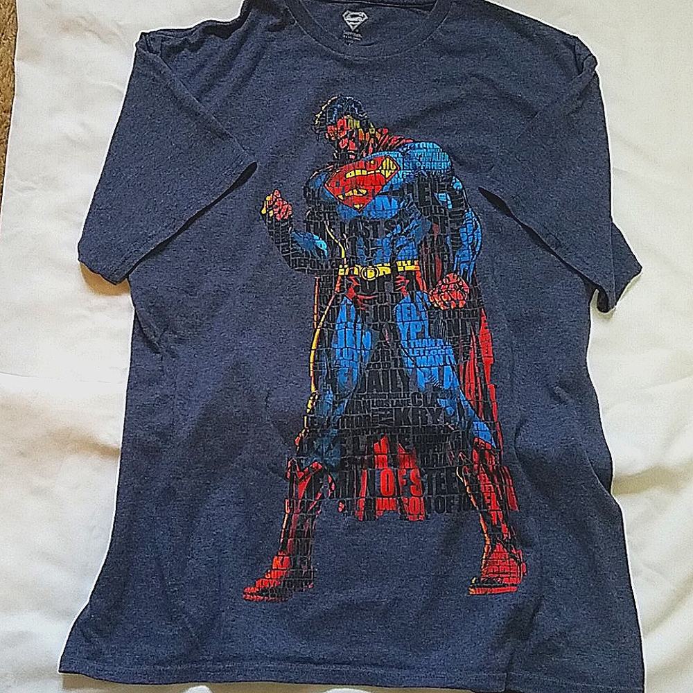 WORD ART Superman t-shirt.